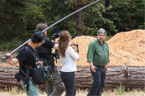 Raymond Baltar during the filming of Ice on Fire, a film by Tree Media narrated by Leonardo DiCaprio, at the Redwood Forest Foundation Biochar Project in the Usal Forest